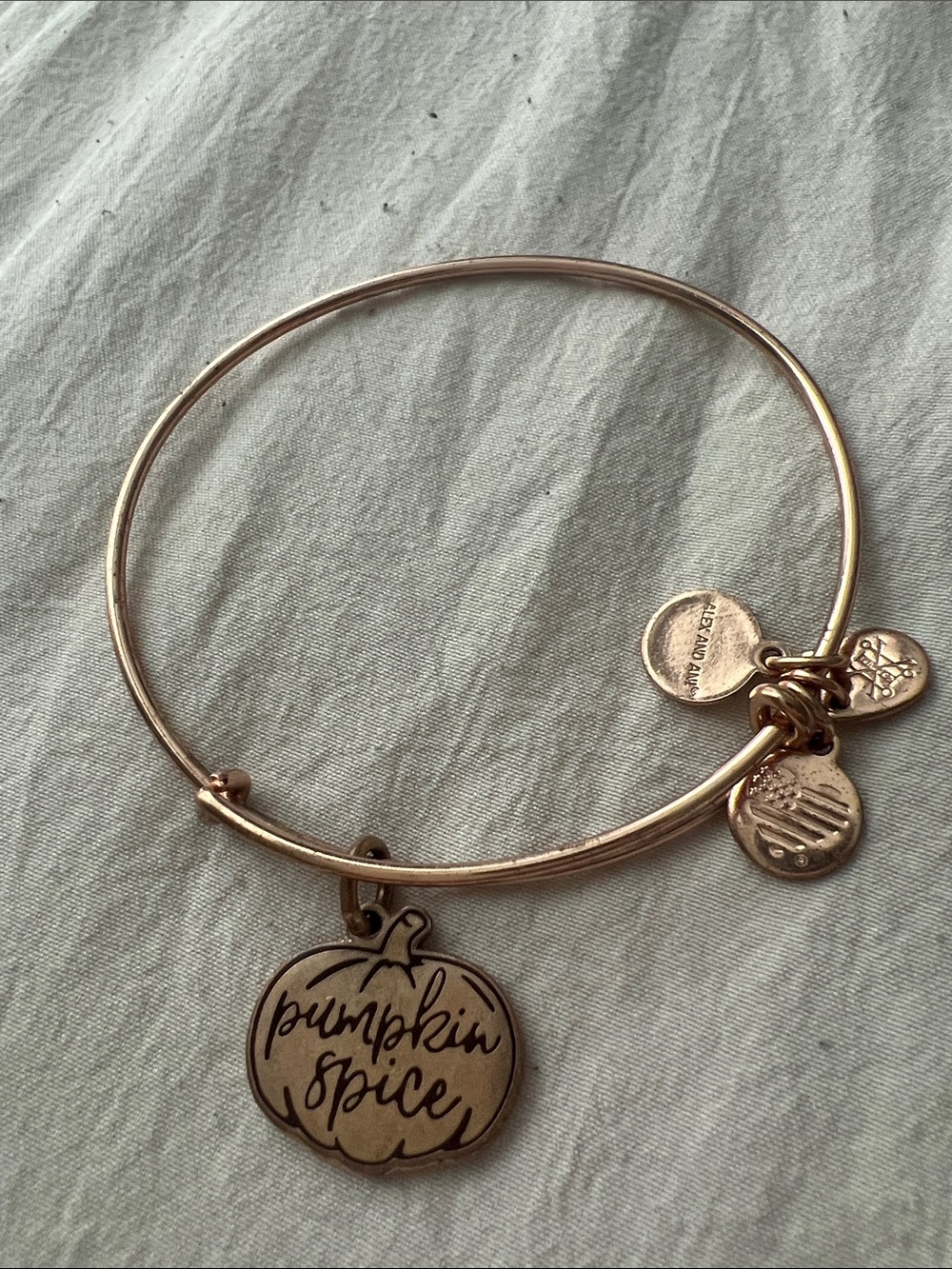 Alex and Ani Rose Gold Pumpkin Spice Charm Bangle